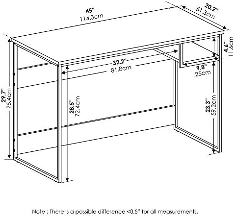 Furinno Moretti Lifestyle Study Desk, 45 Inches, French Oak Grey