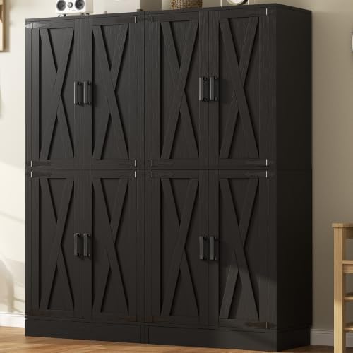 Unikito 71" Pantry Storage Cabinet with Adjustable Shelves and Drawers | Large Wooden Farmhouse Storage Cupboard, Barn Door, Sturdy and Deep, Versatile for Dining Room, Living Room, Utility Room