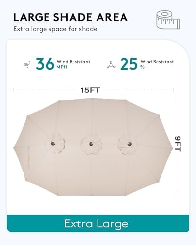 SERWALL HDPE Dining Set with Umbrella, Outdoor Dining Set for 6, White