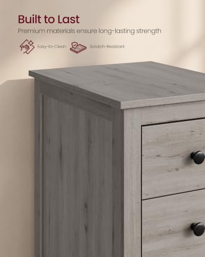 VASAGLE Side End Table with 3 Storage Drawers, Nightstand Farmhouse