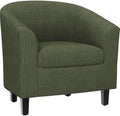 Yaheetech Accent Chairs, Corduroy Barrel Armchairs, Dark Green