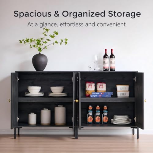 IFGET 34" Tall Modern Arch Sideboard Buffet Cabinet with Storage, Dark Grey
