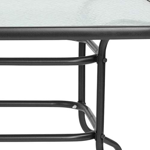 Flash Furniture 31.5x55 in Tempered Glass Table, with Umbrella Hole