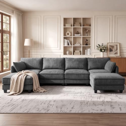 Modular Sectional U Shaped Couch, 116" Cloud Sofa for Living Room