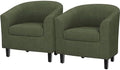 Topeakmart Corduroy Fabric Accent Chair Set of 2, 300 lb Cap, Dark Green