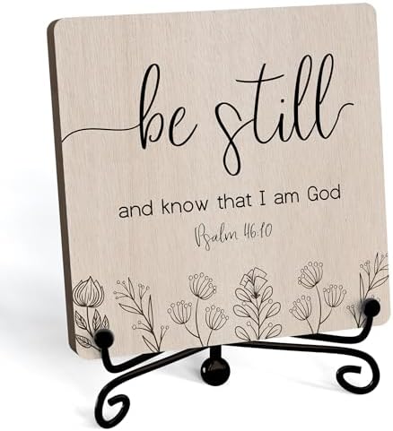 Home Decor, Farmhouse Be Still And Know That I Am God Shelf Decor For Living Room, Christian Gifts For Women Men, Entryway Tv Stand Fireplace Mantle Coffee Table Decoration (Still-15)