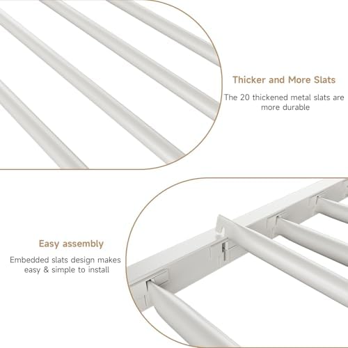 ONBRILL Bunk Bed Twin Over Twin, Metal Bunk Beds with Desk & Outlet, White