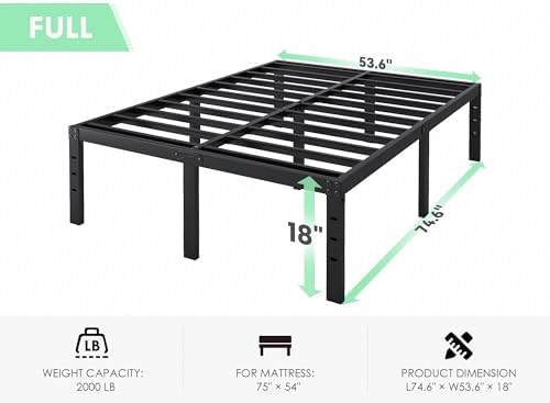 QEROMY Full Size Bed Frame - 18 in Sturdy Platform Bed Frame Full