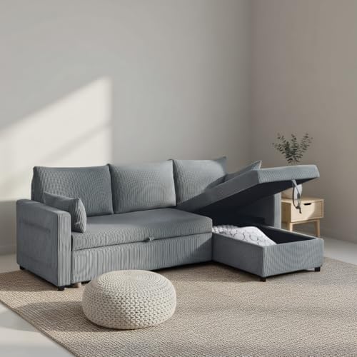 Ball & Cast 86" Sectional Sleeper Sofa Bed Pull Out Couches for Living Room