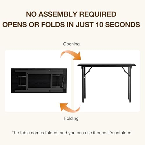 TEMI Small Computer Desk Folding Table - 43.3" Foldable Office Desk, No Assembly, Perfect for Small Spaces in Bedroom, or Apartment, Portable Mini Desk or Study Table Compact Design, Dark Oak