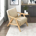 Lexicon Mid Century Modern Accent Chair, Natural Wood Frame, Light Brown