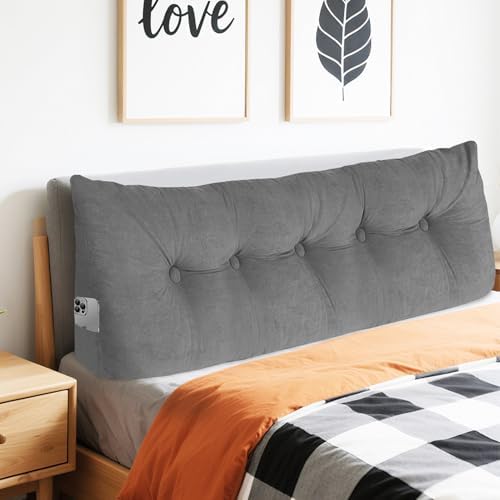 Headboard Pillow Twin, Triangular Bed Wedge Backrest Reading Pillow Cushion for Dorm Sofa Day Bed