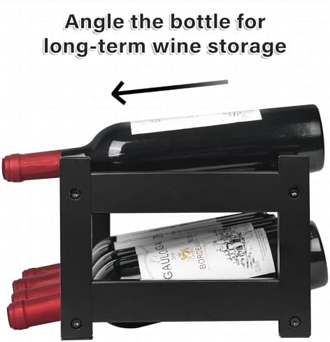 VASMIA Bamboo Wine Rack, 2-Tier Wine Racks Countertop Cabinet Wine Holder Wine Storage Shelf for Pantry Kitchen Bar Black