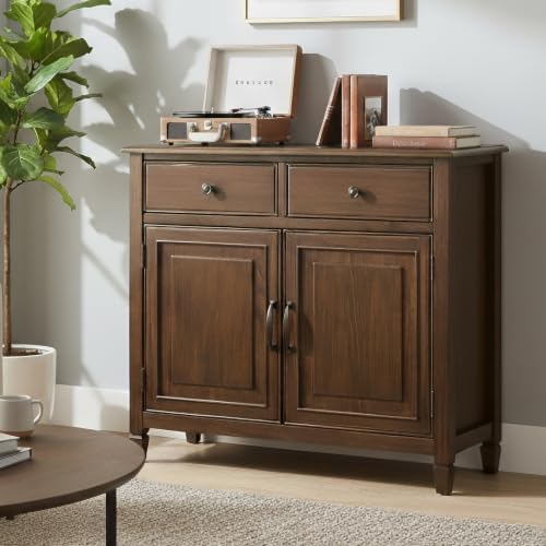 SIMPLIHOME Connaught 40" Solid Wood Cabinet in Rustic Natural Aged Brown