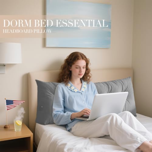 Wedge Headboard Pillow Twin XL, College Dorm Essentials Bed Reading