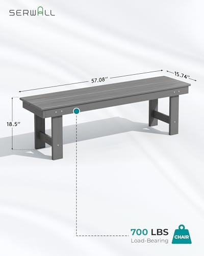 SERWALL Outdoor Dining Set, Patio Dining Set with Bench, Gray