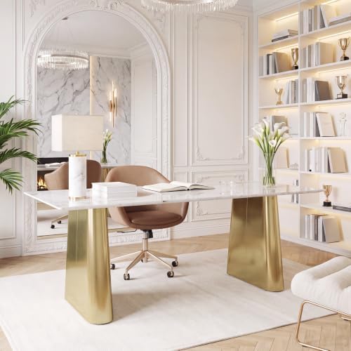 Tribesigns 63" Sintered Stone Executive Desk, Modern Office Writing Desk