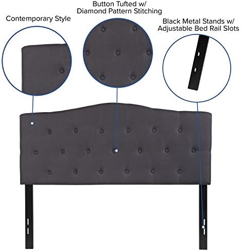 EMMA + OLIVER Dark Gray Full Tufted Headboard