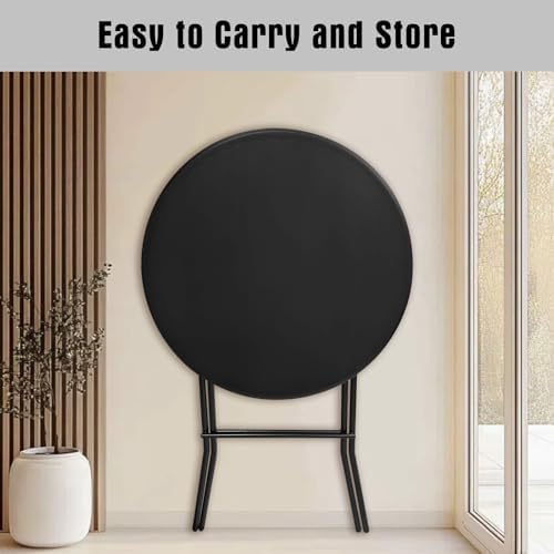 GUAGUA 32inch Folding Cocktail Tables, Bar Height, 2 Pack, Black