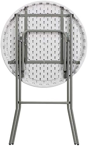 Flash Furniture 2.6 ft Plastic Round Folding Table, Granite White, 8-Pack