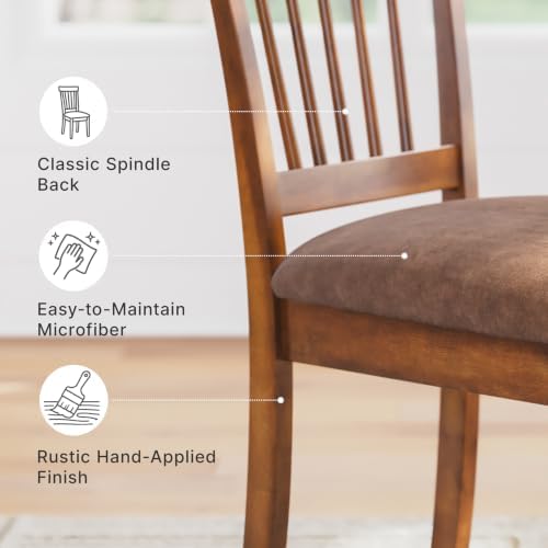Signature Design by Ashley Haddigan Dining Chairs Set of 4, Cushioned Rake Back Side Chairs, Faux Leather Upholstered Wood Frame, for Kitchen, Dark Brown