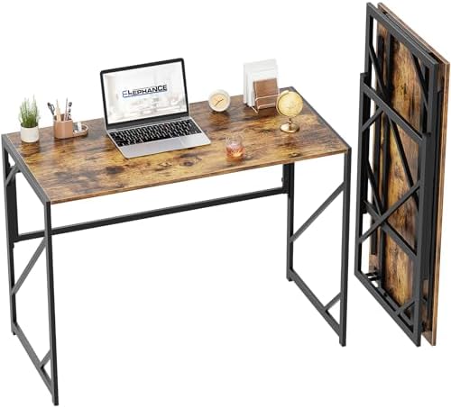 Elephance Folding Desk Writing Computer Desk for Home Office No-Assembly