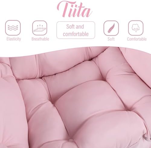 Tiita Lazy Chair with Ottoman, Comfy Reading Accent Chair, Pink