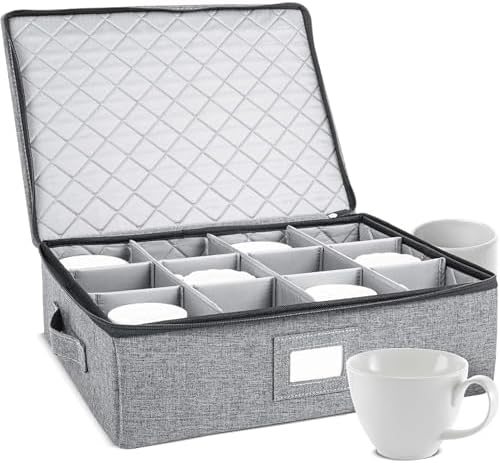 storageLAB Cup & Mug Storage Case | Hard Shell Felt Dividers | Gray