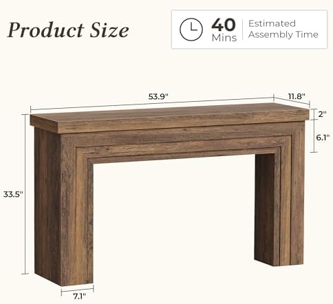 Huuger 54 Inch Entryway Table, Rectangular Console Table for Living Room