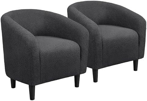 Yaheetech Compact Sherpa Accent Chairs Set of 2 for Small Spaces, Drak Gray