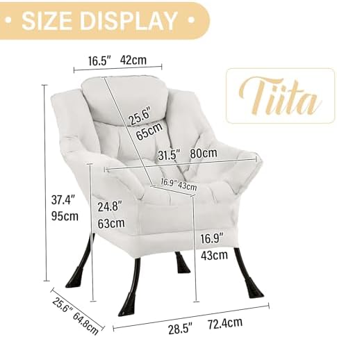 Tiita Lazy Chair for Adults, Comfy Reading Accent Chair, Beige Single