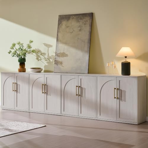 ACCOHOHO Arched Door Sideboard Buffet Cabinet Set of 4, Off White