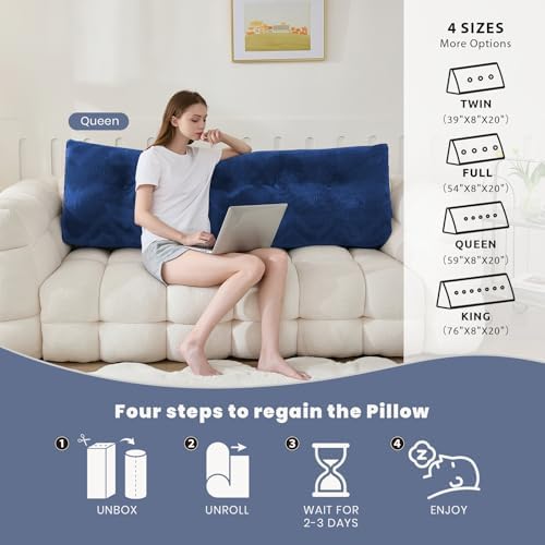 Zelladorra Headboard Pillow King, Triangular Wedge Pillow Headboard