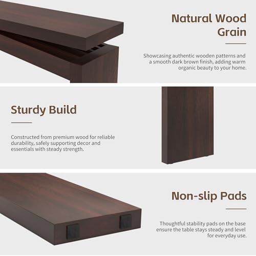 Epecoya Modern Dark Brown Console Table for Living Room, 63 Inch
