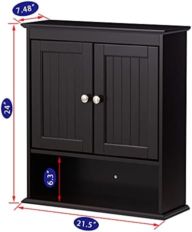 Spirich Bathroom Wall Cabinet Over Toilet, Small Medicine Cabinet Espresso | FSC-Certified MDF, Adjustable Shelf, Easy Assembly, Space-Saving Open & Concealed Storage for Toiletries, Towels, And Decor