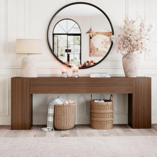 Epecoya 86-Inch Console Table Behind Couch Mid Century, Walnut Brown