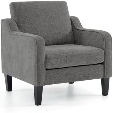 VINGLI Light Grey Accent Chair, Chenille Fabric Armchair for Living Room