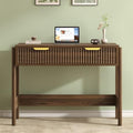 34 Inch Small Fluted Computer Desk with Drawer for Bedroom, Home Office