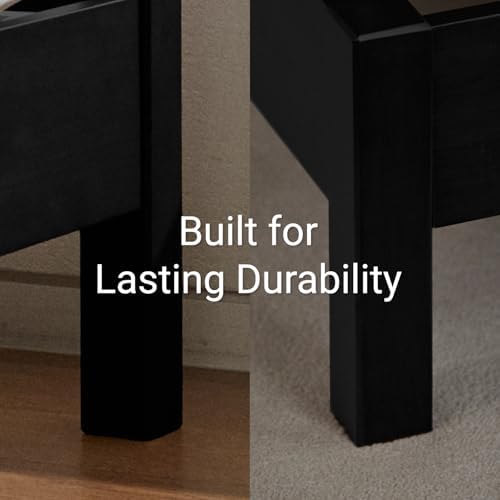 LIFEMENT King Bed Frame Signature Wood Platform, Noise Free, Under Bed Storage, No Box Spring Needed, Easy Assembly, Black