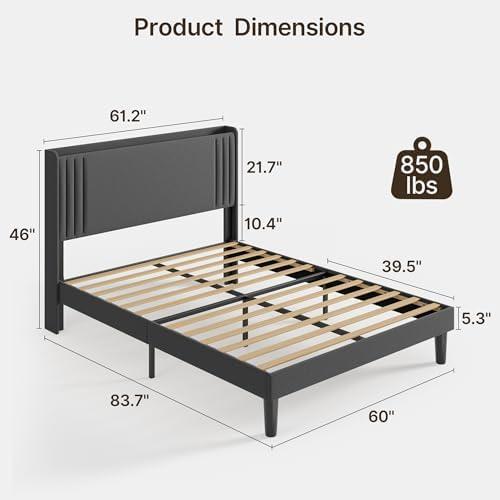 Gizoon Queen Bed Frame with Charging Station and LED Lights