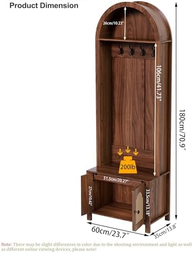 Hall Tree with Bench and Shoe Storage 4-in-1 Entryway Bench with Coat Rack