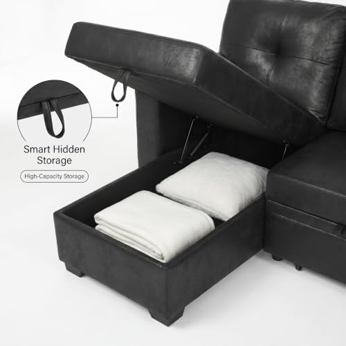 TYBOATLE Convertible Sofa Bed Couch with Reversible Storage Chaise