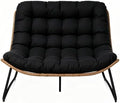 Outdoor Loveseat 2-Seat Wicker Rattan Boho Patio Sofa Black 1PC