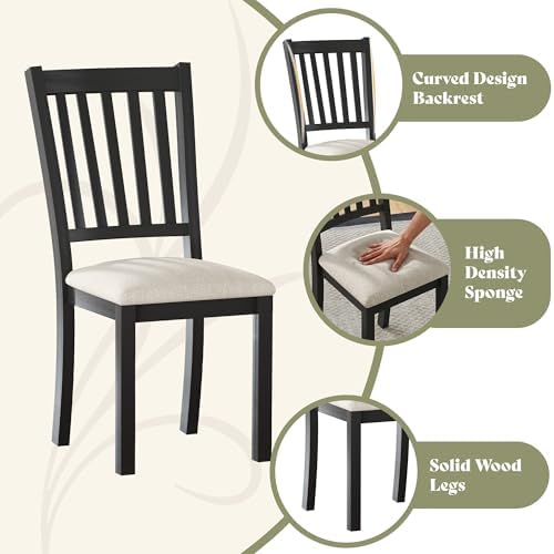 AMERLIFE Set of 8 Farmhouse Upholstered Dining Chairs with Wood Legs, Grey