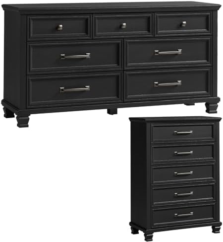 SAVOR LIFE Farmhouse Dresser Set of 2, Black