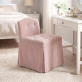 Pink Chenille Makeup Vanity Chair with Back & Wheels