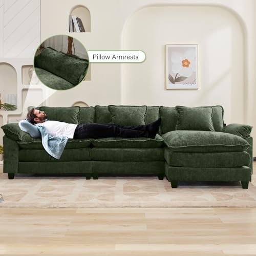 Oprisen 120" Modular Sectional Sofa, Comfy Deep Cloud Couch with Ottoman