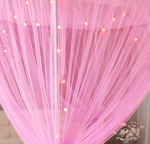 Mengersi 4 Corner Post Canopy Bed Curtains Twin Single to Twin XL Size Bed,Netting Curtains for Camping, Patio,Indoor Outdoor Net (80x40x80, Pink)