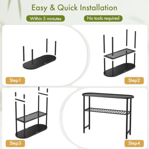 Black Entryway Table for Hallway Bamboo, 39.4"L x 11.8"W x 29.7"H