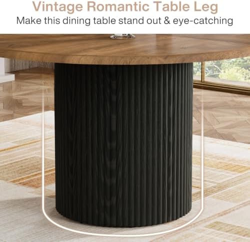 Tribesigns 47" Round Dining Table for 4, Farmhouse Kitchen Table with Metal Base, Modern Small Dinner Table for Dining Room,Kitchen (Chairs Not Included)